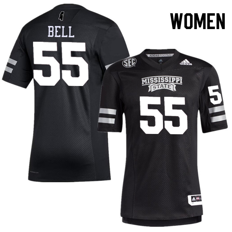 Women #55 Leon Bell Mississippi State Bulldogs College Football Jerseys Stitched-Black